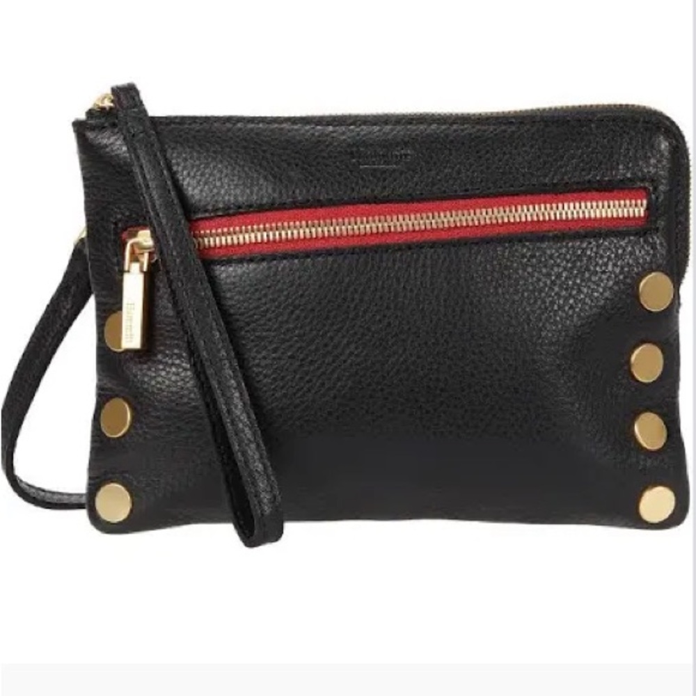 Hammit Black Leather Nash Small Wristlet/Crossbody/belt bag w/gold hardware